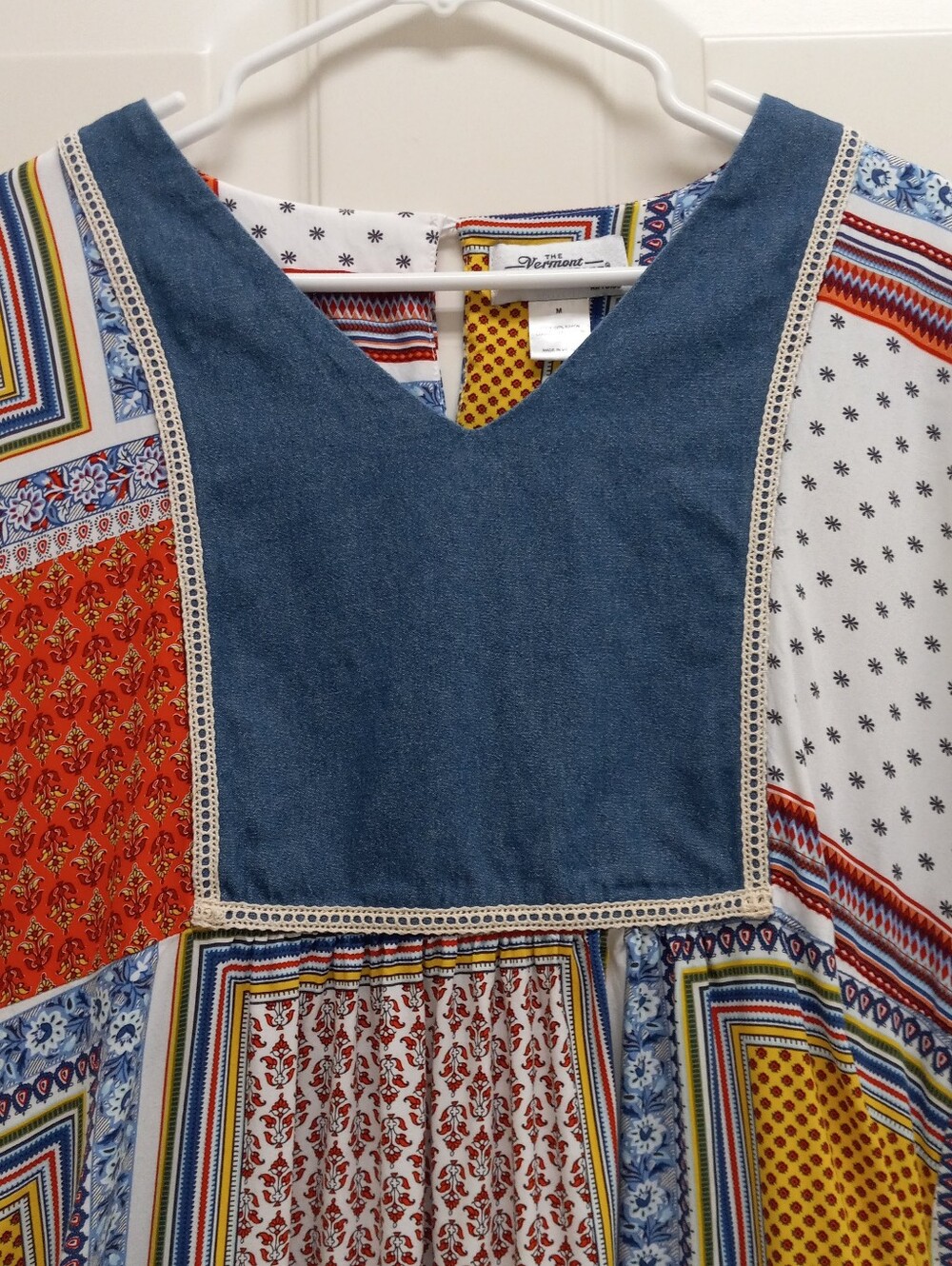 Vermont Country Store Patchwork Dress Medium Boho Cottagecore Prairie Pockets - Picture 4 of 16